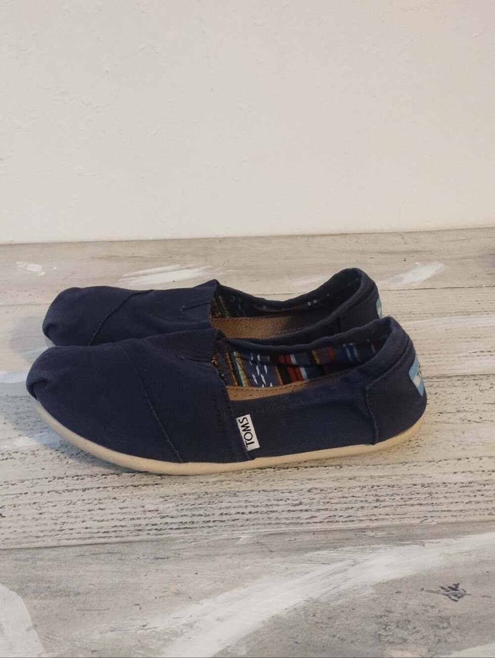 TOMS Alpargata Navy Canvas Slip On Flat Shoes U.S.A women Size 7